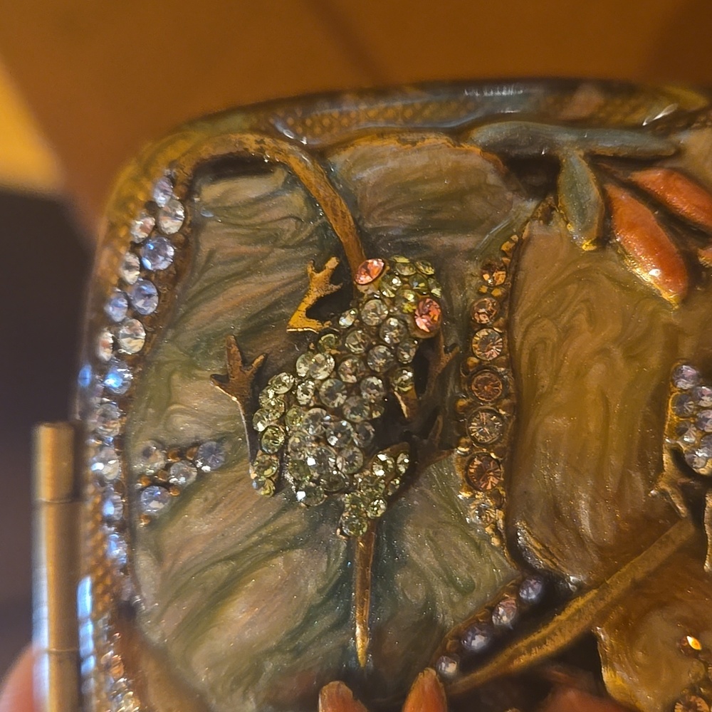 Jay Strongwater Floral and Frog Embellished Compact Mirror - Picture 5 of 7